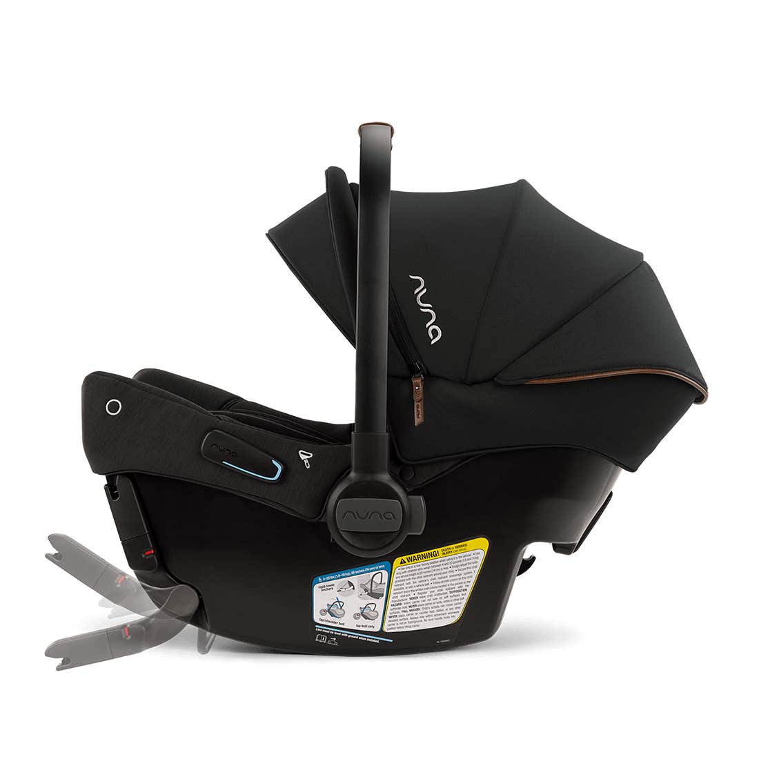 Black baby car seat with Nuna logo on a white background