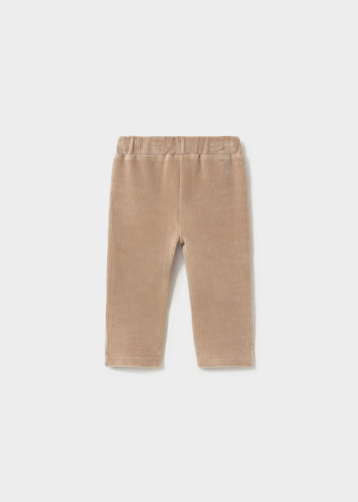 Beige corduroy pants on a white background