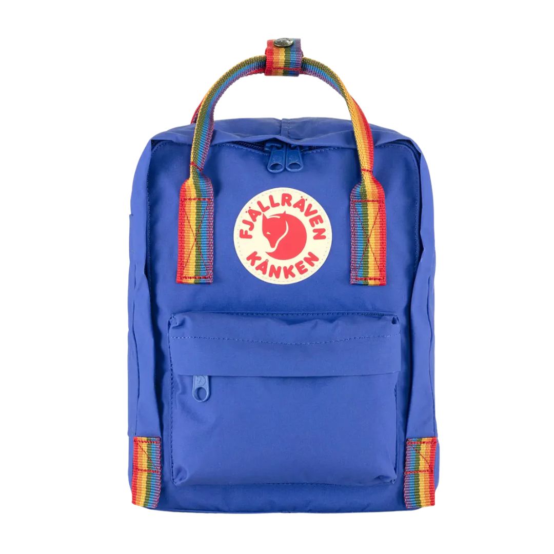 fjallraen raven mini backpack Fjallraven - Kanken Classic for Everyday a packed lunch for an outing or as a convenient everyday bag for a wallet Kanken Rainbow Mini Backpack Cobalt