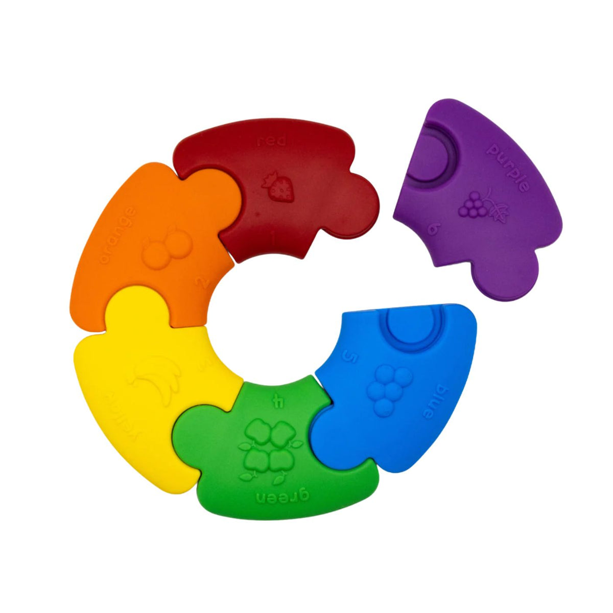 Colorful puzzle toy for dogs with paw print design on a white background