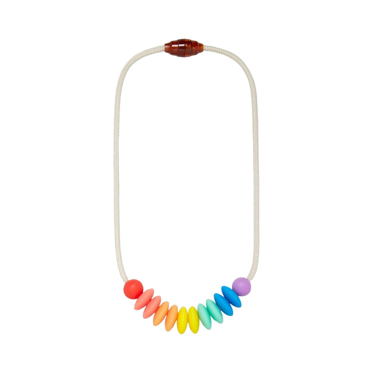 Necklace with colorful beads on a white background