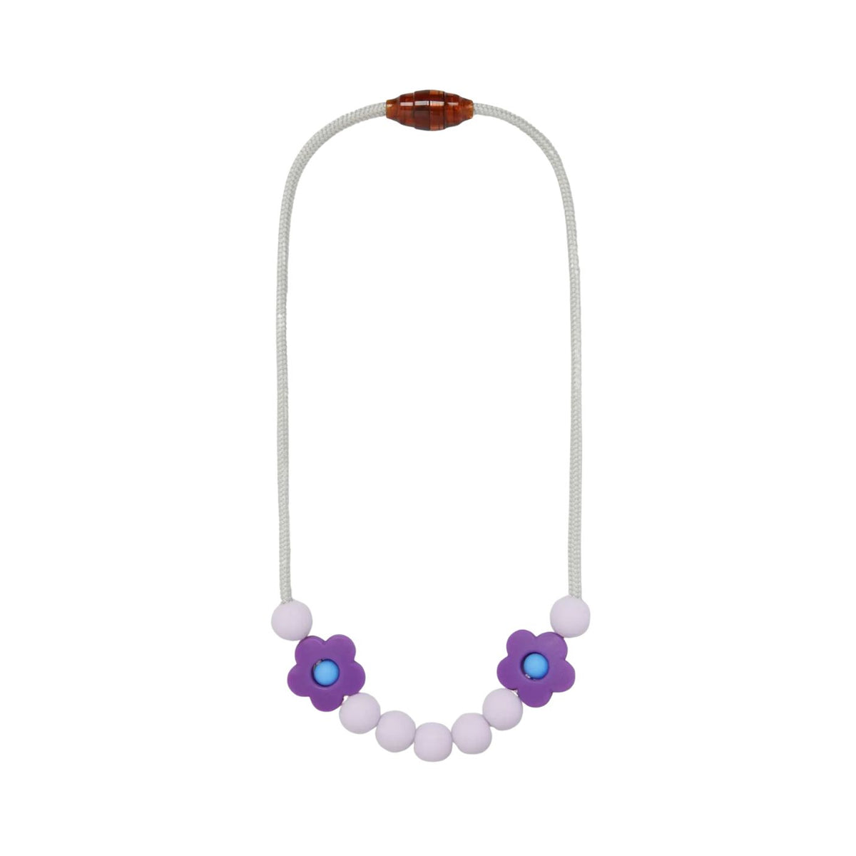 Necklace with flower-shaped beads on a white background