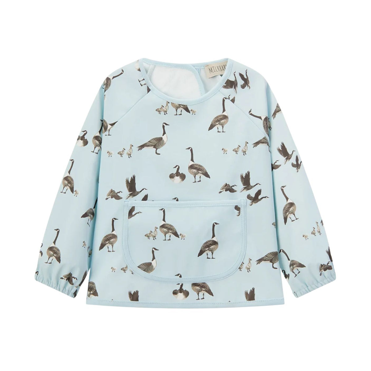 Light blue sweatshirt with bird pattern on a white background