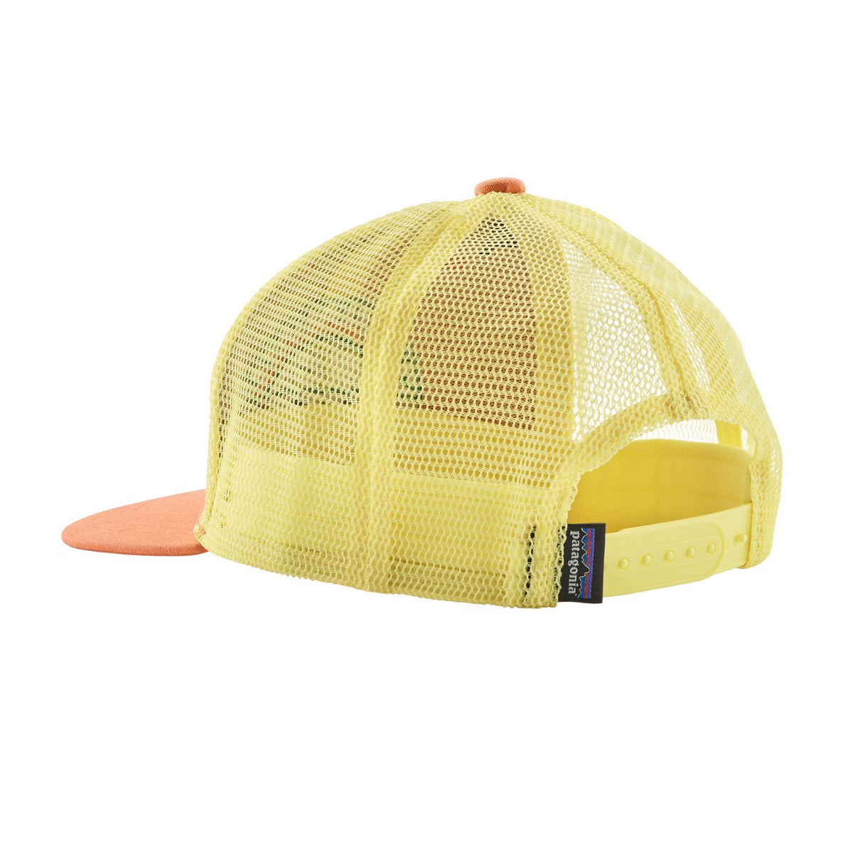 Yellow mesh cap with a brand logo on a white background