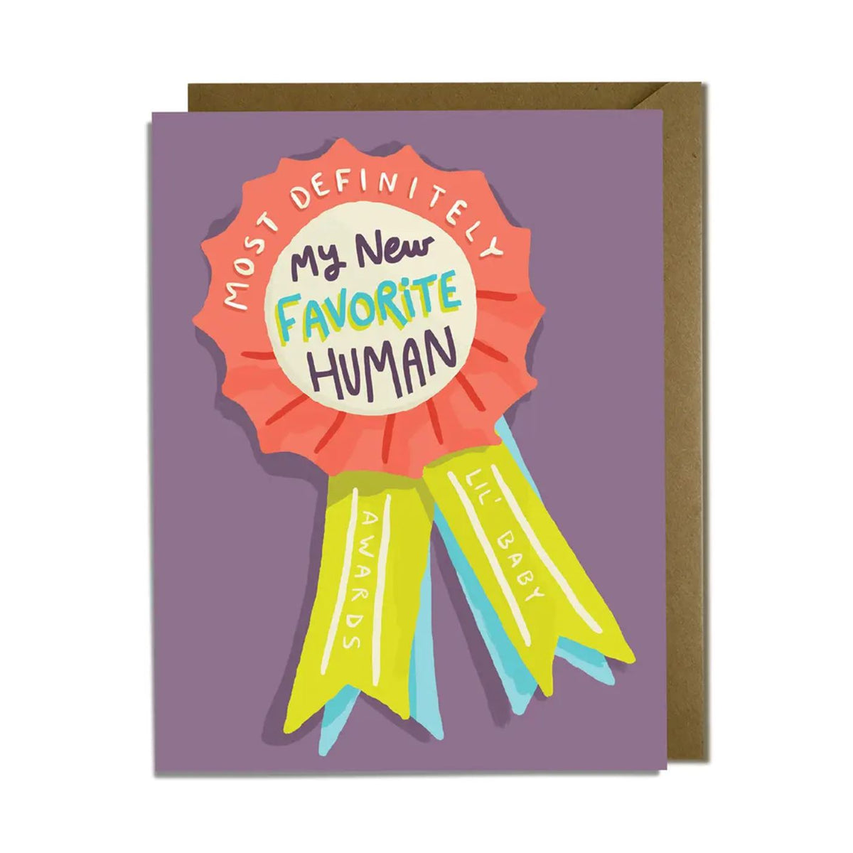 Greeting card with a colorful ribbon design on a purple background