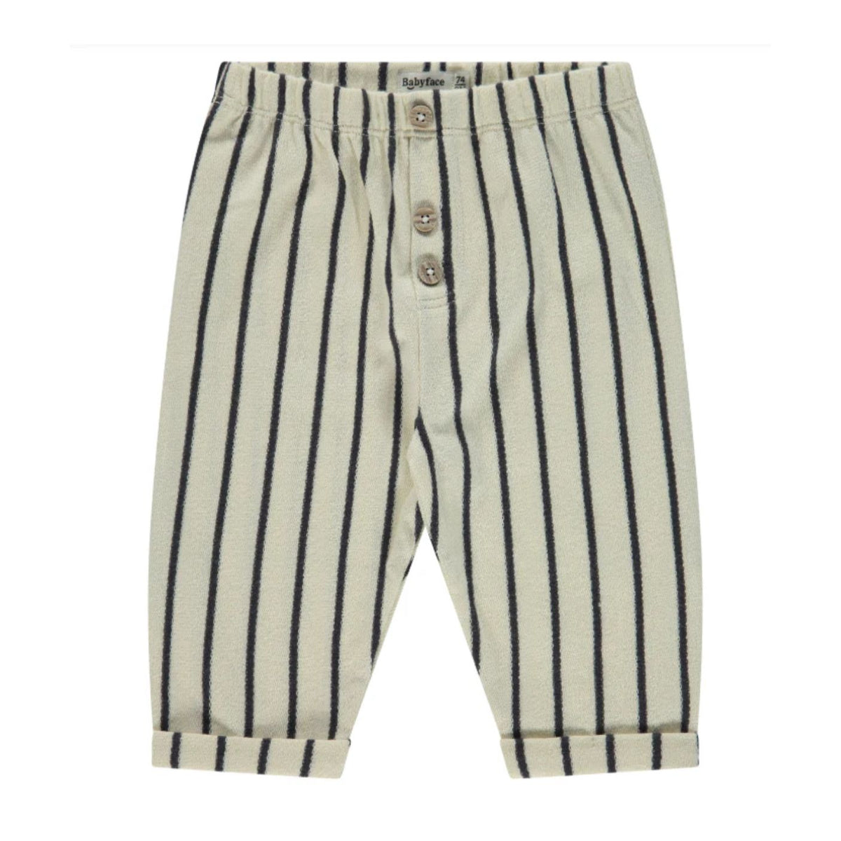 Striped pants with buttons on a white background