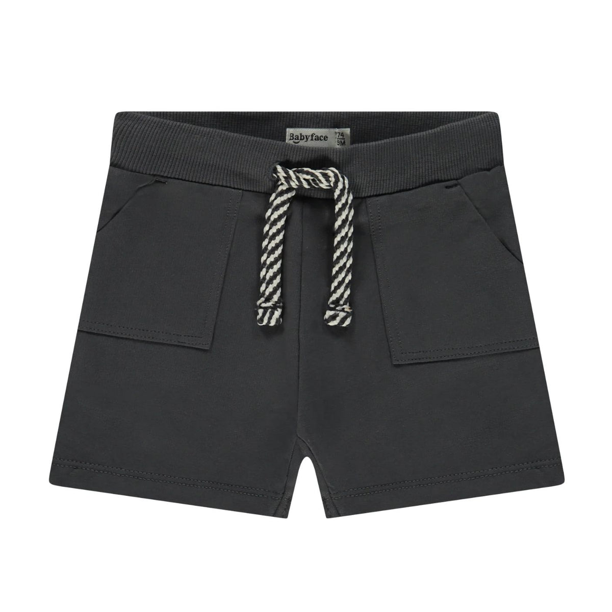 Black shorts with a rope tie on a white background