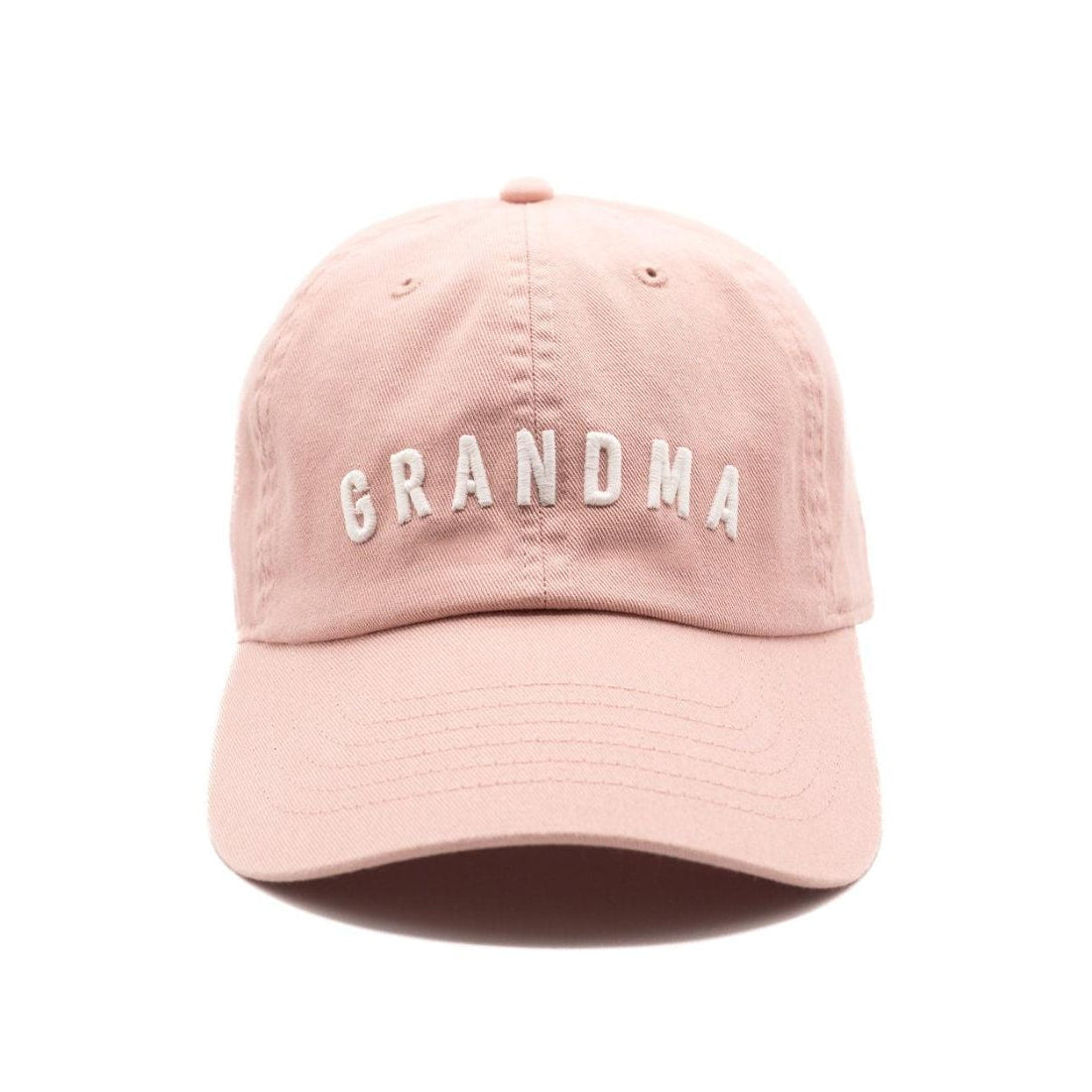 Pink cap with 'GRANDMA' text on a white background