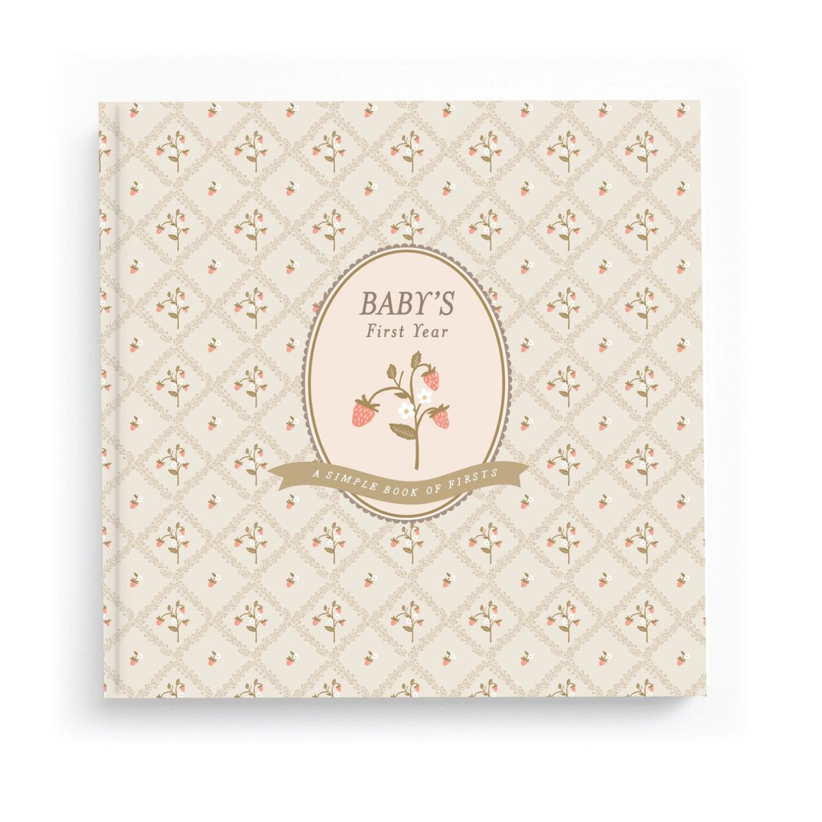Book titled 'Baby's First Year' with floral design on cover