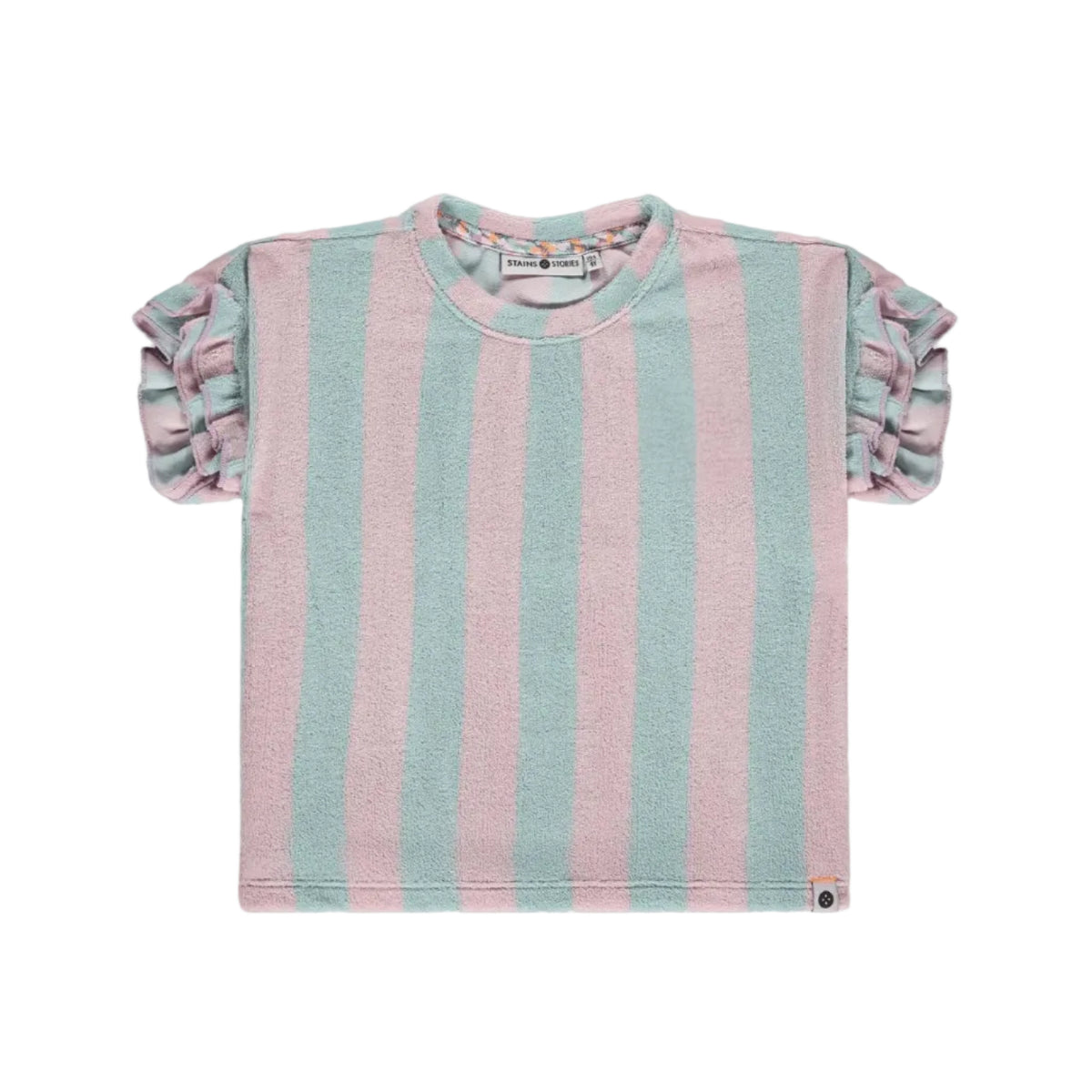 Striped shirt with ruffled sleeves on a white background
