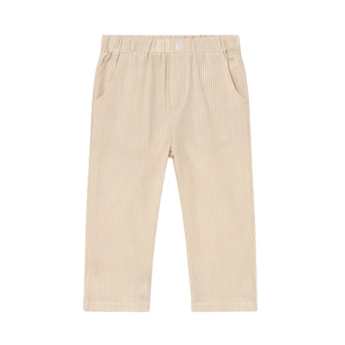 Beige striped pants on a white background
