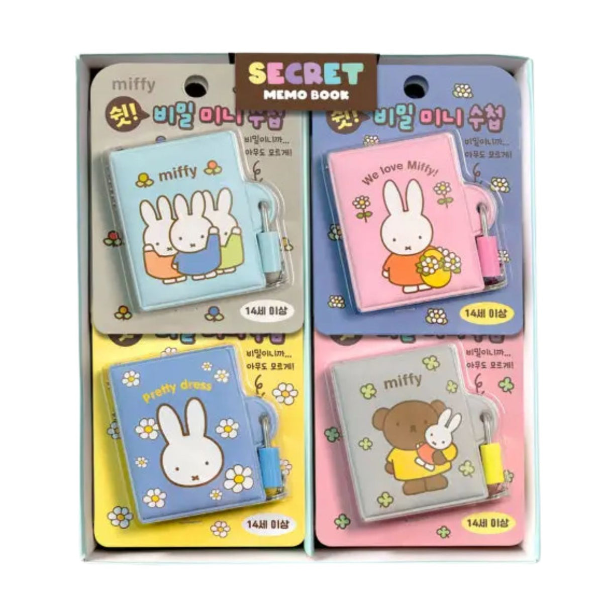 Set of cartoon-themed memo books with colorful designs and characters in packaging.
