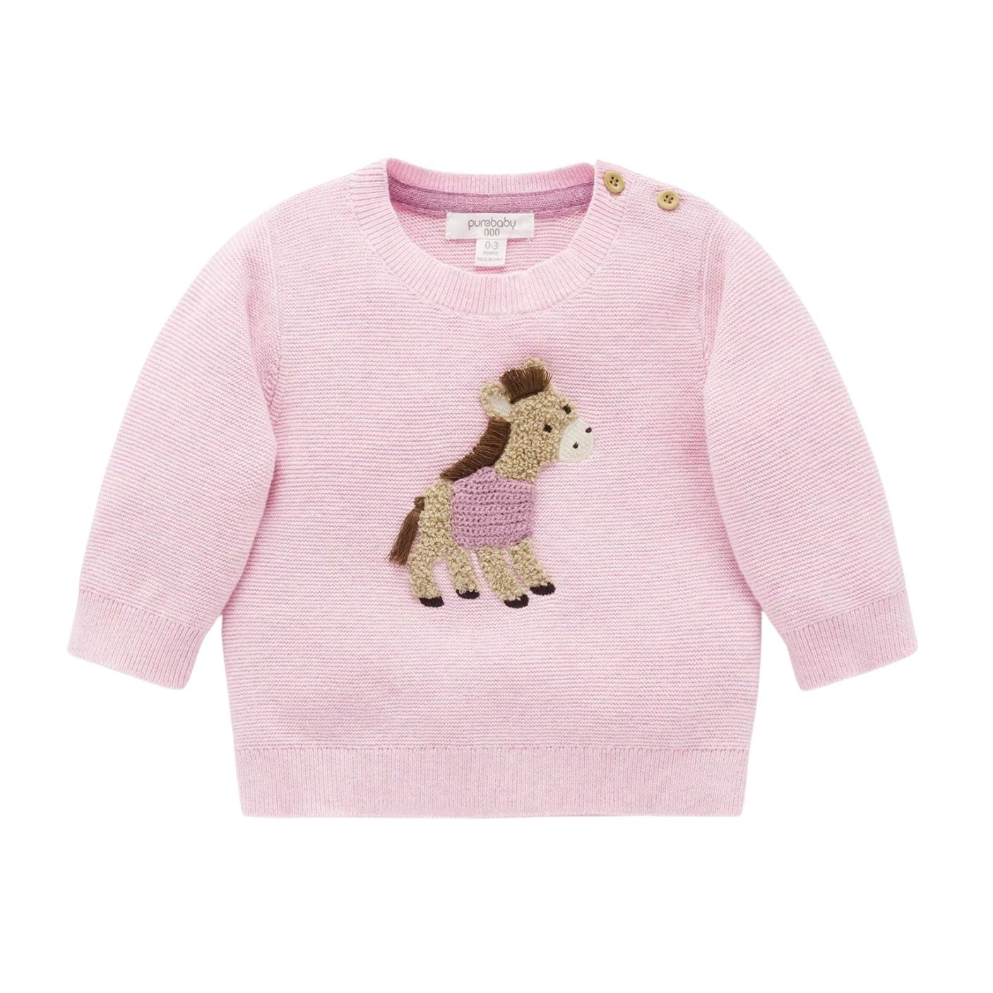 On The Farm Jumper Primrose Melange Pony by Purebaby – Pacifier