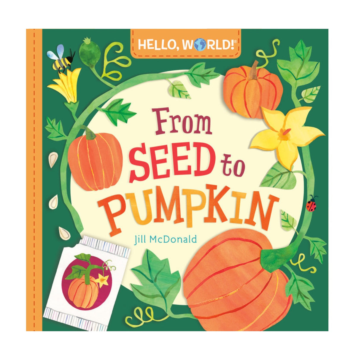 Children's book titled 'From Seed to Pumpkin' with pumpkins and leaves on the cover.