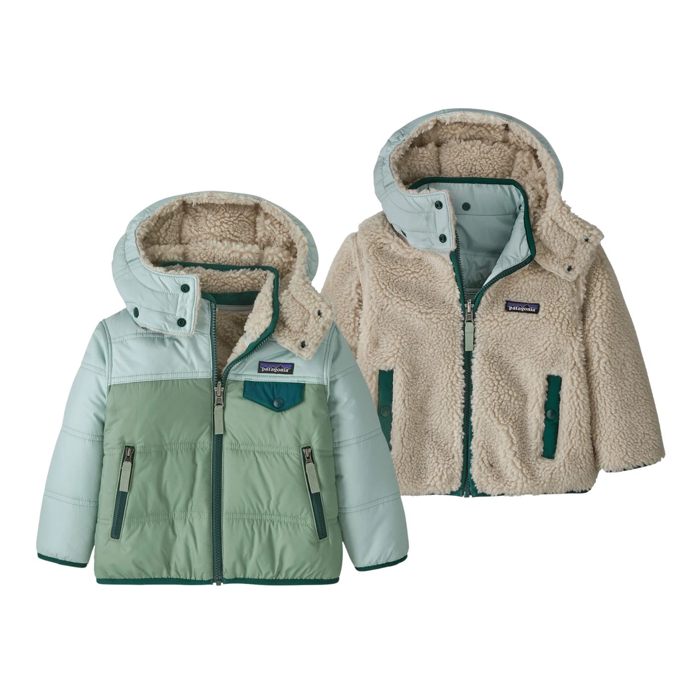 Baby Reversible Tribbles Hoody - Ellwood Green by Patagonia