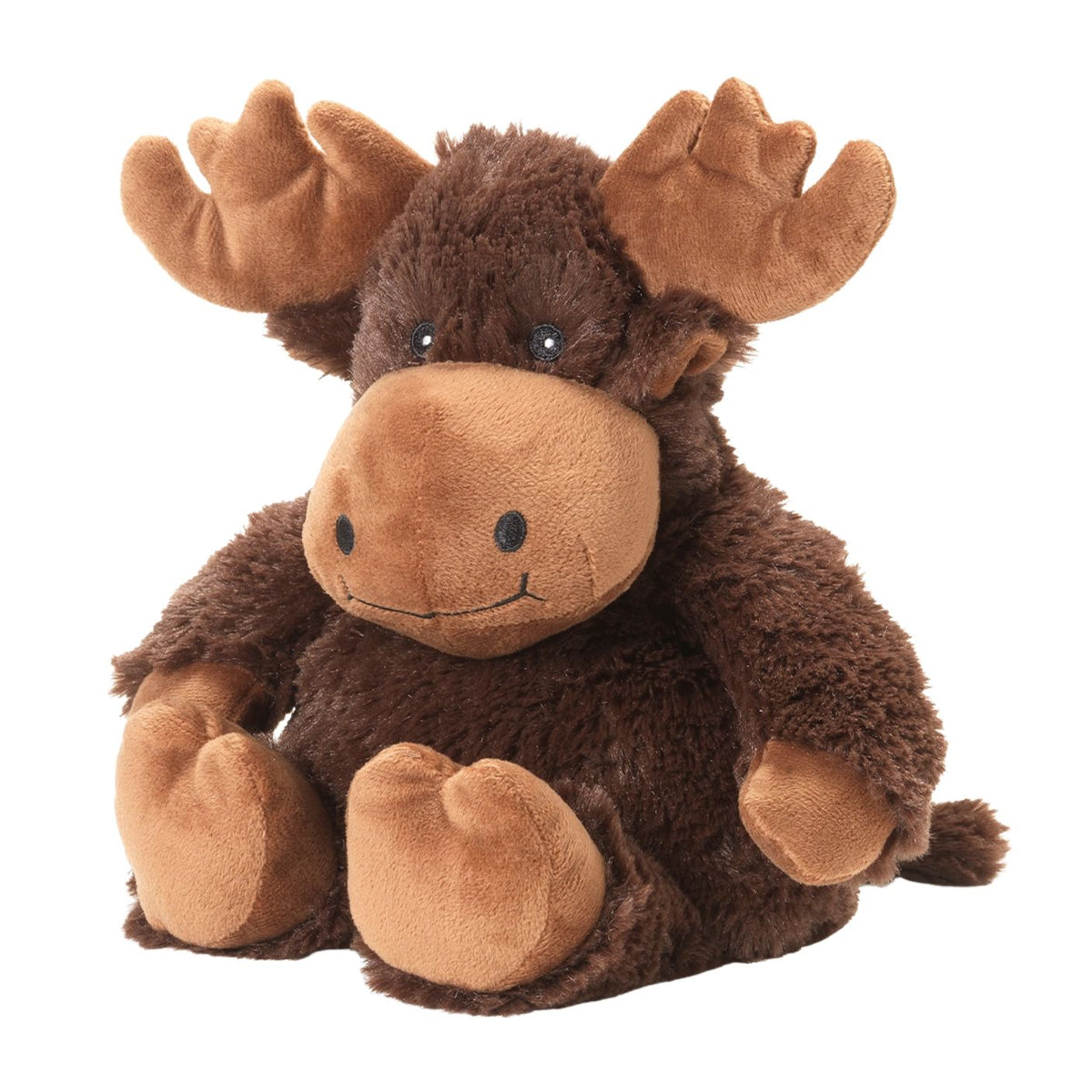 Plush moose toy on a white background