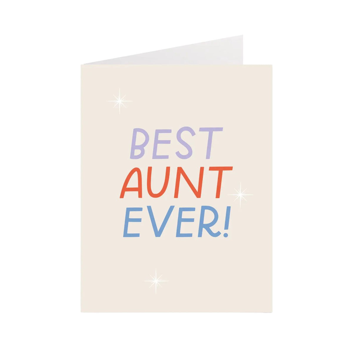 Greeting card with 'Best Aunt Ever!' text on a white background