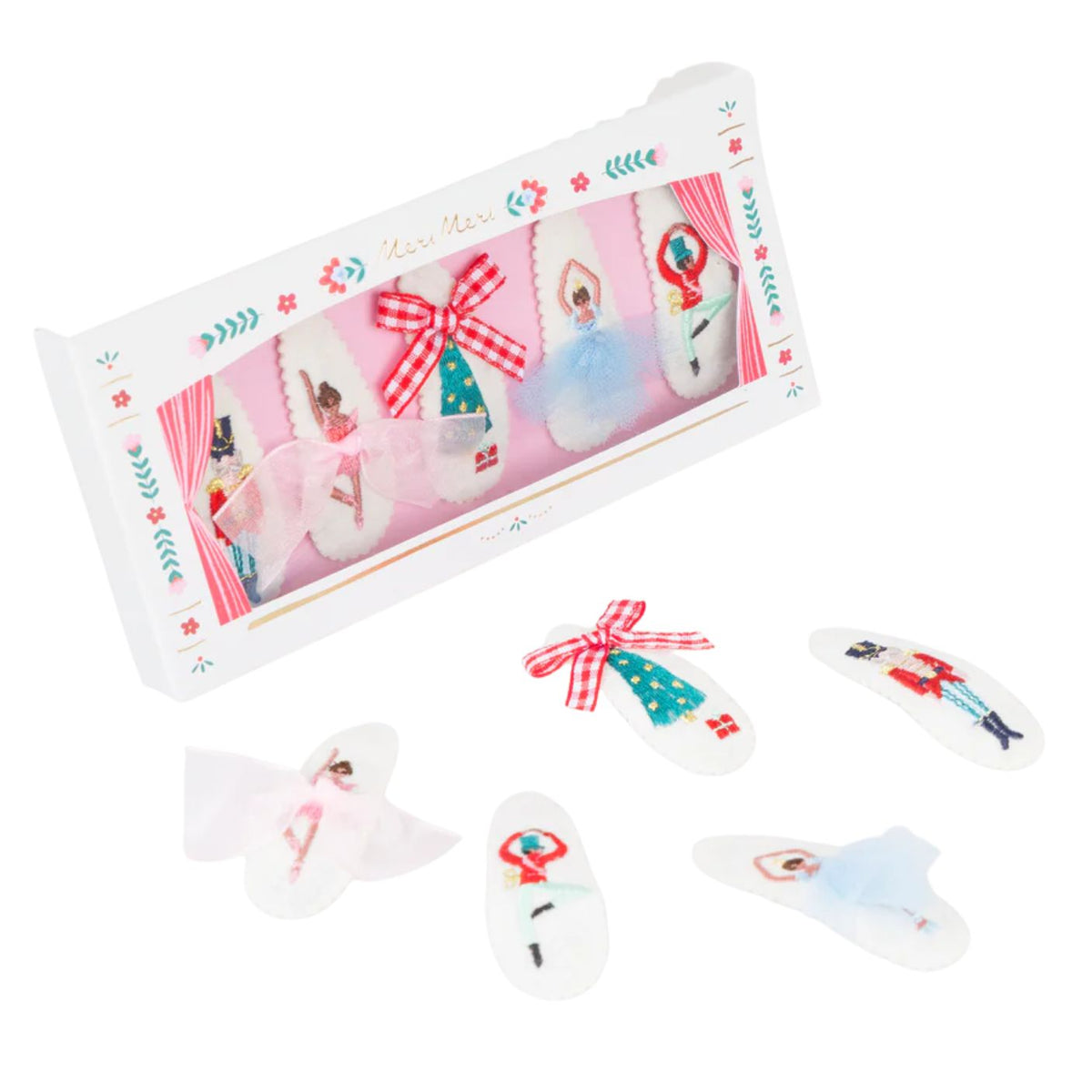 Set of decorative paper clips with cartoon characters on a white background