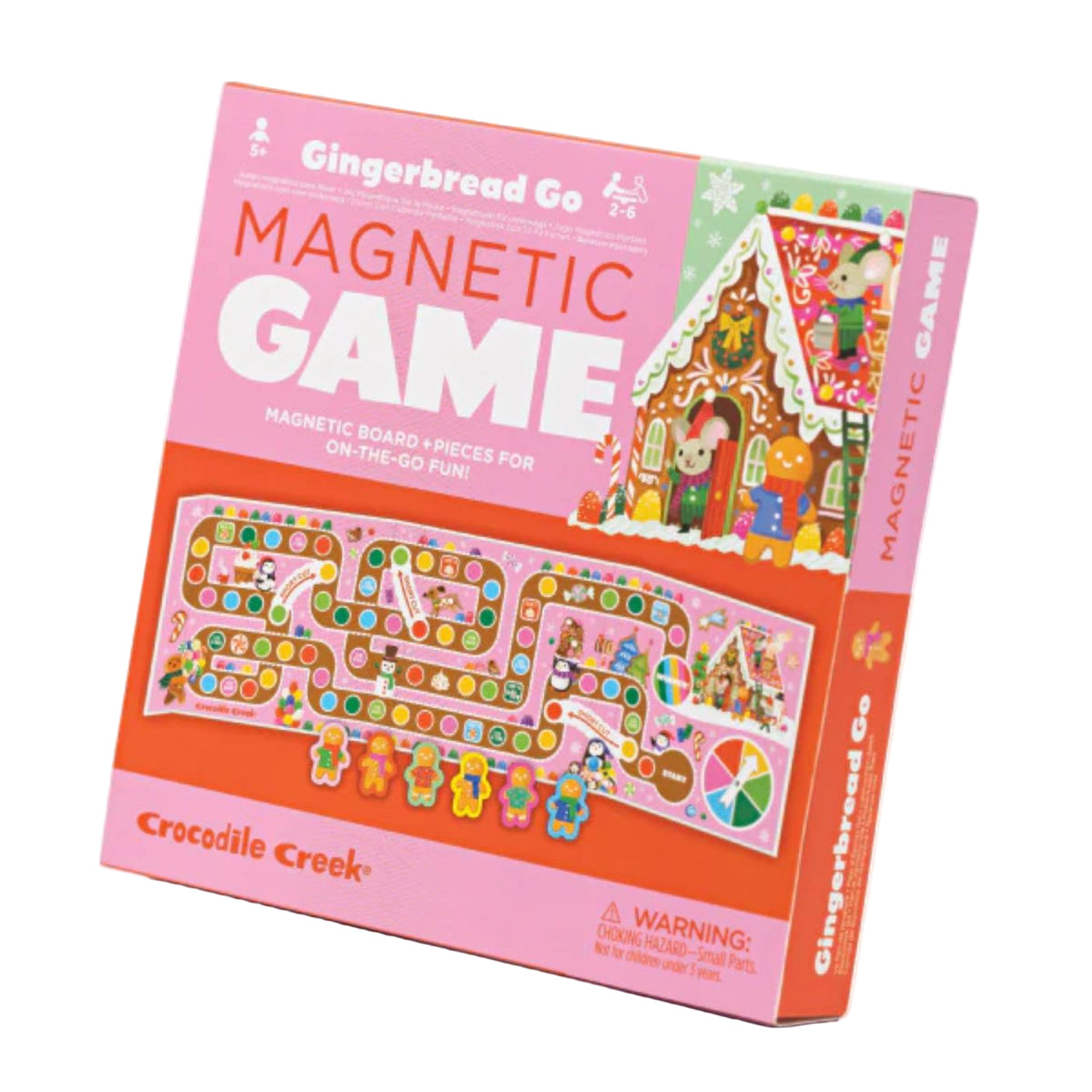 Gingerbread-themed magnetic game packaging with colorful design on a white background