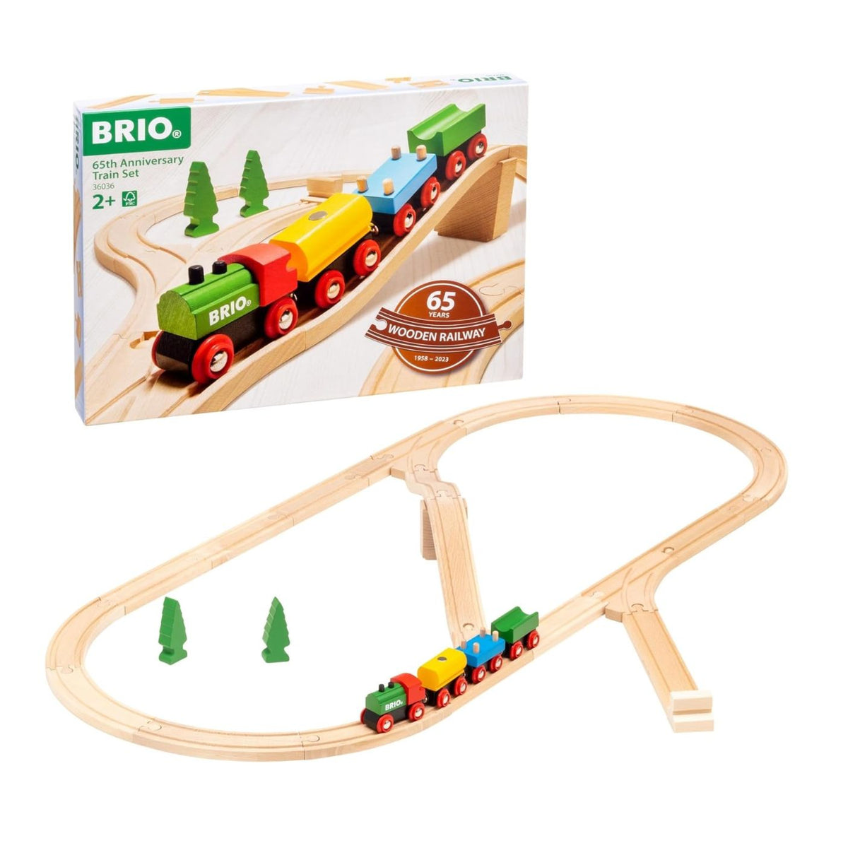 BRIO wooden train set with packaging on a white background