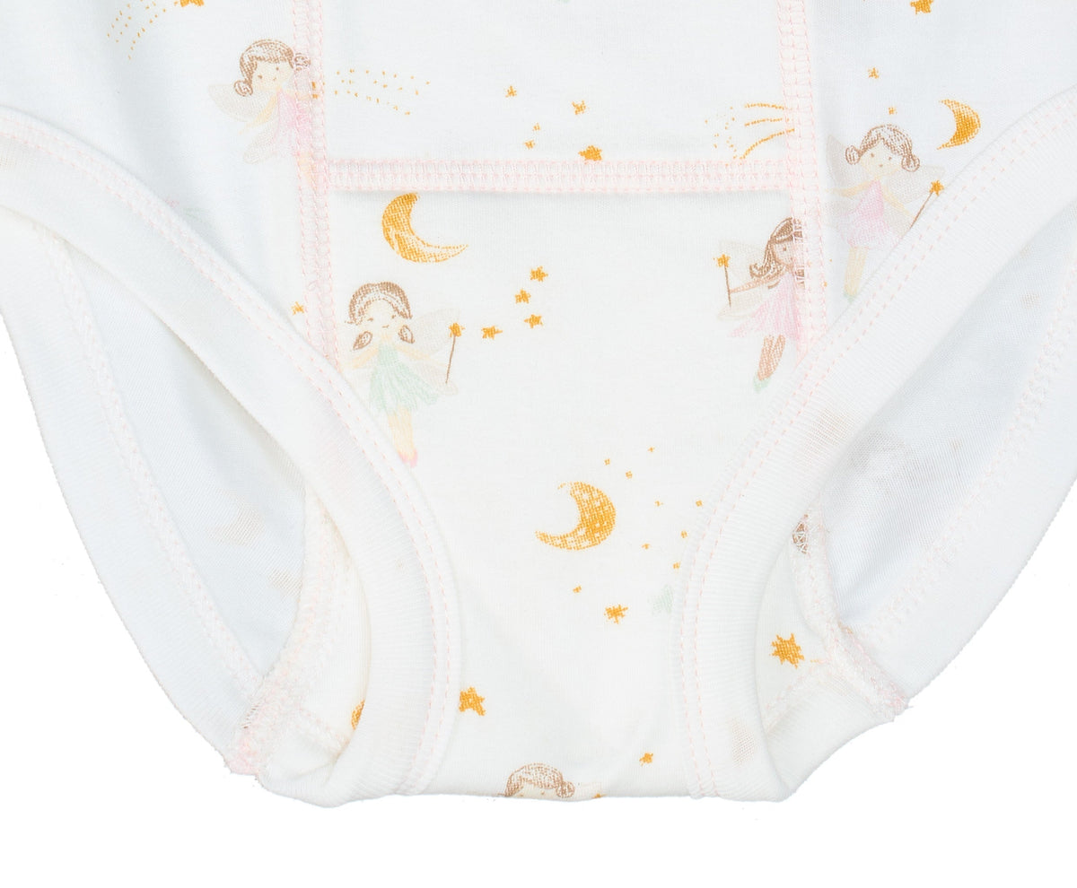 Baby blanket with fairy and moon pattern on a white background