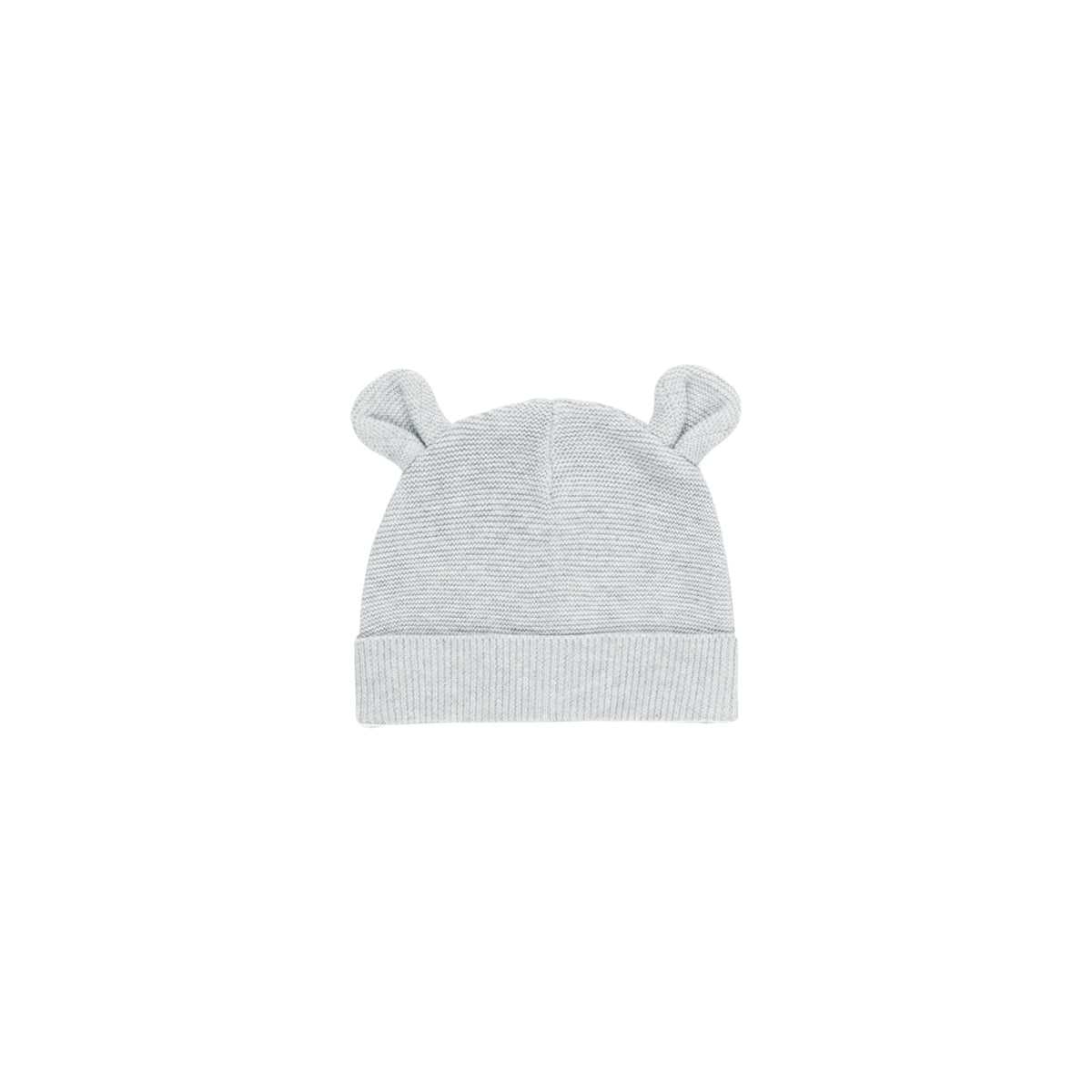 Gray baby hat with bear ears on a white background