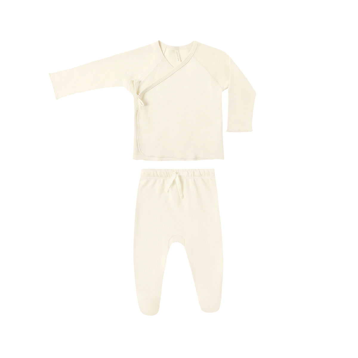 Cream-colored baby onesie on a white background