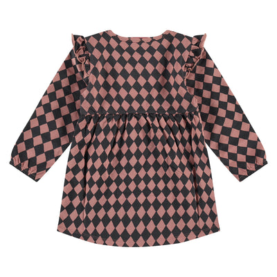 Checked Long Sleeve Dress - Red Clay by Babyface FINAL SALE