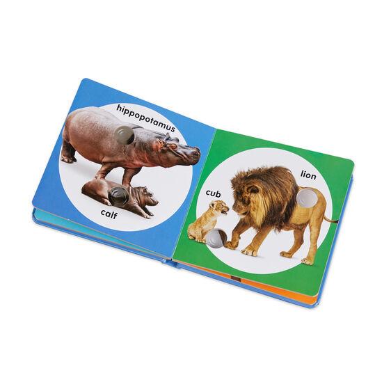 Interior page of book showing hippo and lion