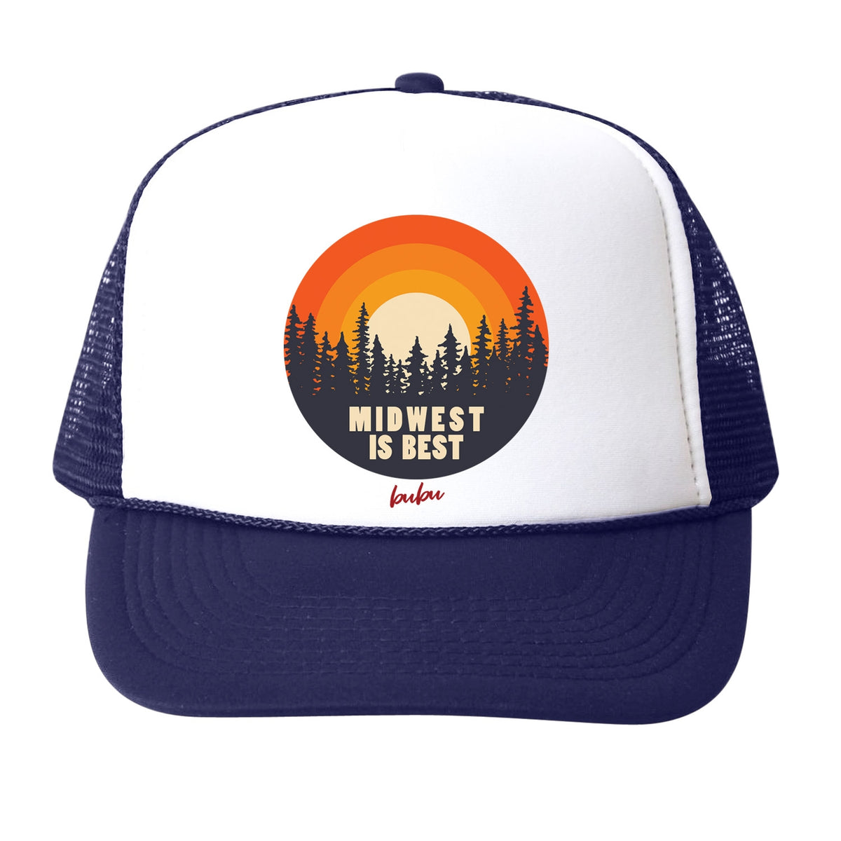 Midwest is Best Trucker Hat - Navy by Bubu Accessories Bubu Small (3-18M)