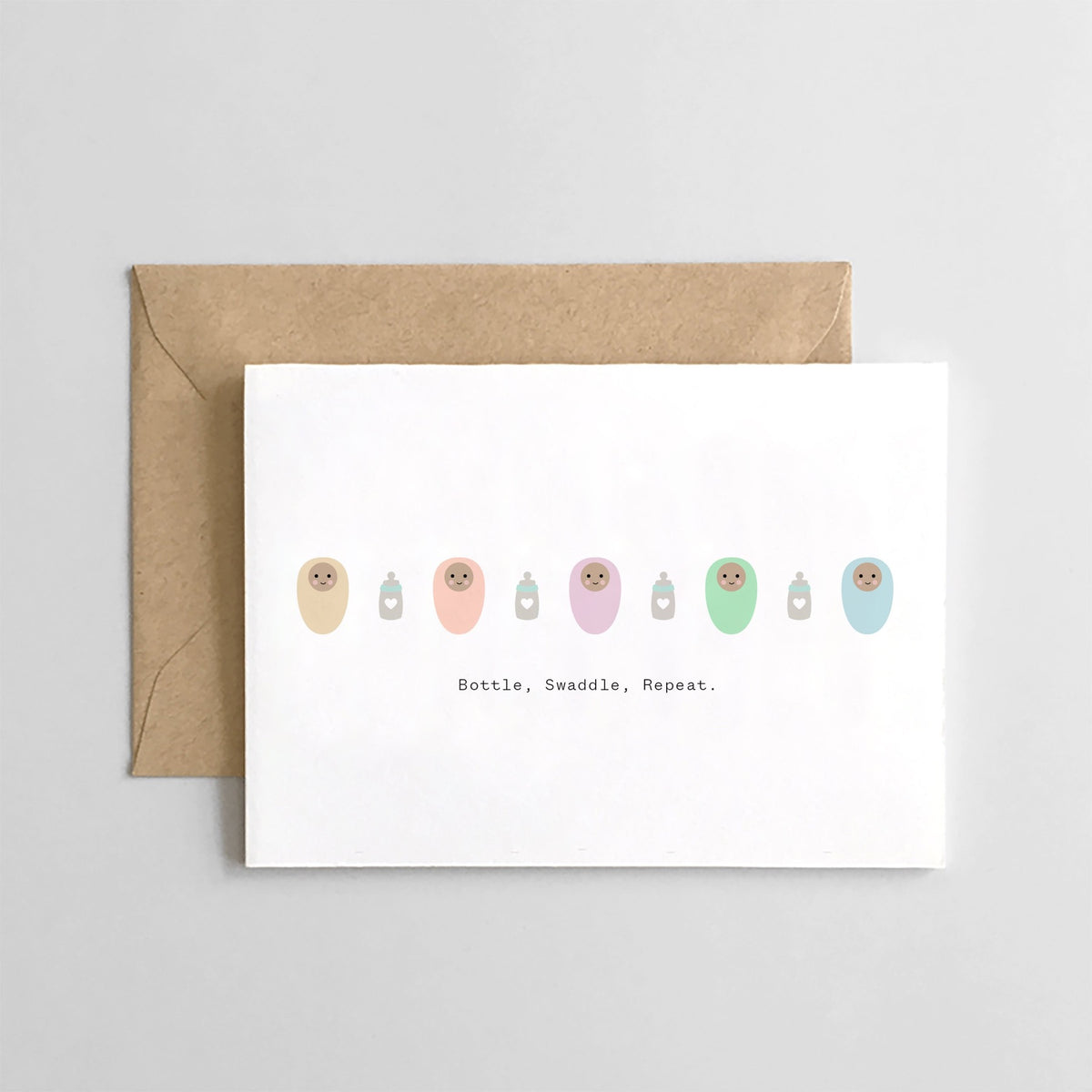 Bottle, Swaddle, Repeat Card by Spaghetti & Meatballs Paper Goods + Party Supplies Spaghetti & Meatballs