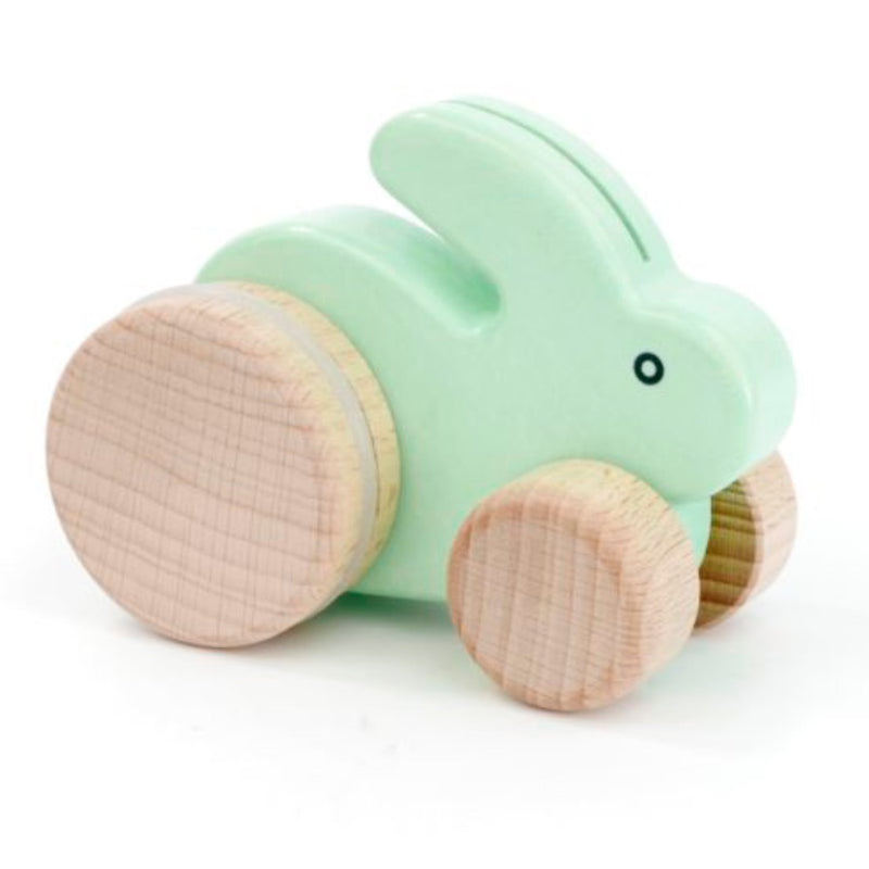 Small Hopping Rabbit Wooden Toy - Mint by Little Poland Gallery