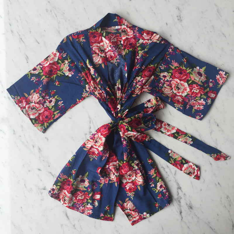 Kids Robe (3-5Y) - Mabel Floral Blue by May and Joy Bath + Potty May and Joy   