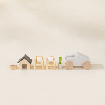 Wooden Doll House Outdoor Furniture and Accessories - 8 Pieces by Coco Village Toys Coco Village   