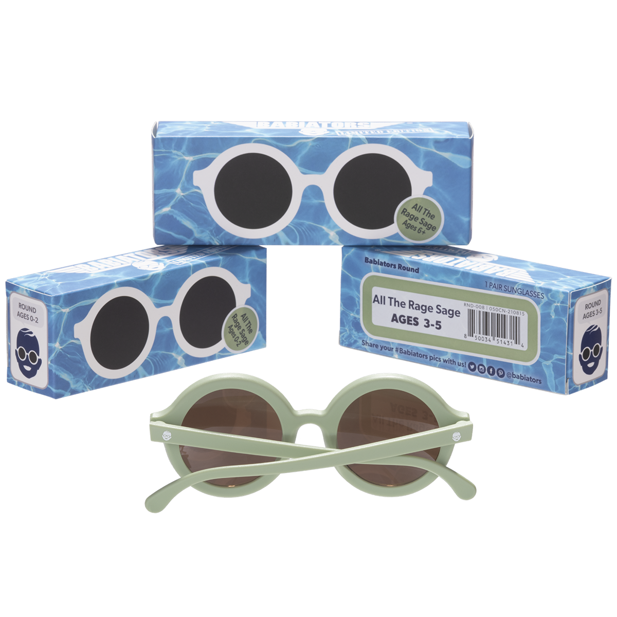 Euro Round Sunglasses - All the Rage Sage with Amber Lens by Babiators Accessories Babiators