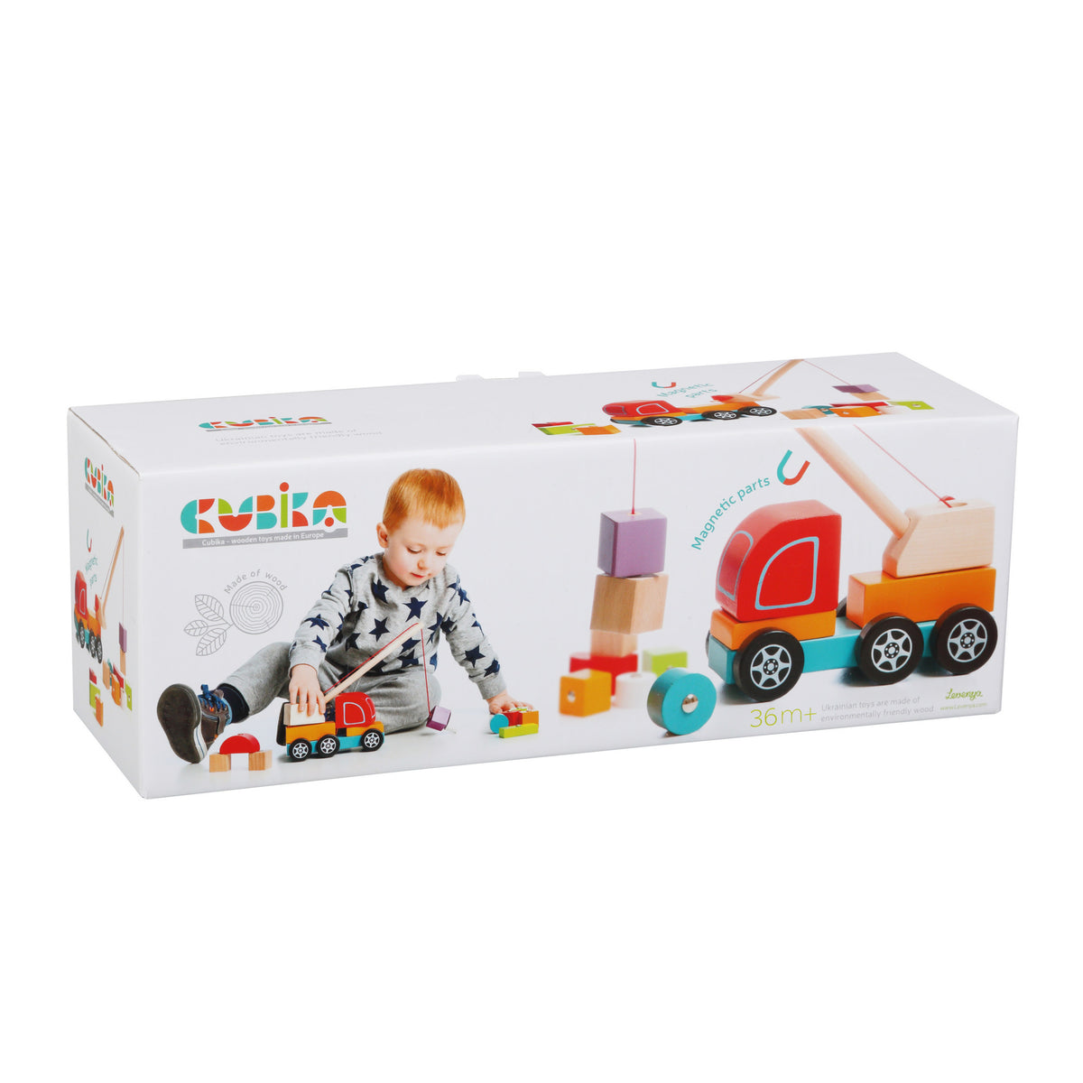 Crane Truck Wooden Toy by Wise Elk Toys Wise Elk