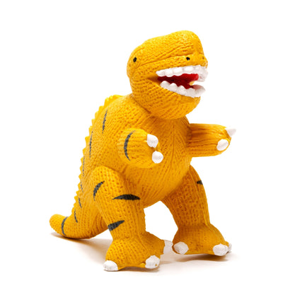 Yellow T-Rex Natural Rubber Dinosaur Bath Toy and Teether by Best Years Toys Best Years   