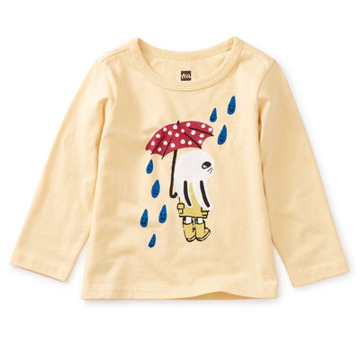 Rainy Rabbit Baby Graphic Long Sleeve Tee - Buttercream by Tea Collection Apparel Tea Collection   