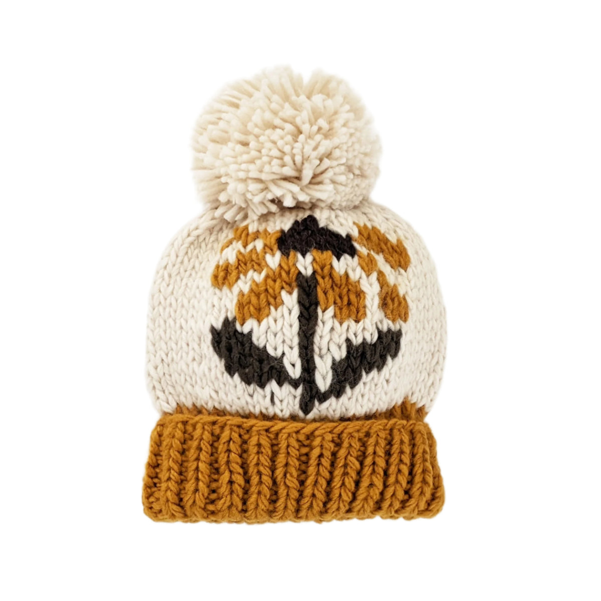 Conflower Gold Knit Beanie Hat by Huggalugs Accessories Huggalugs