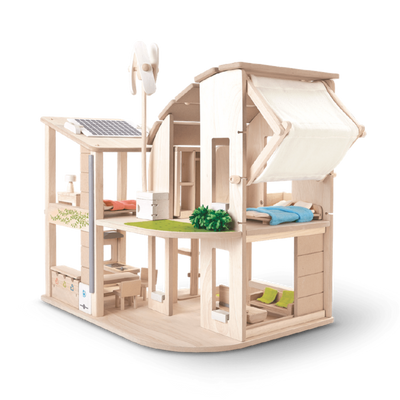 Green Dollhouse with Furniture by Plan Toys Toys Plan Toys   