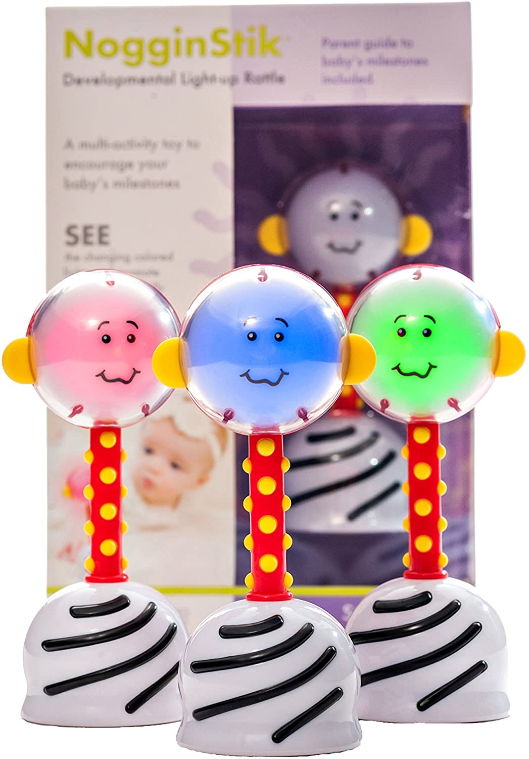 NogginStik Developmental Light-Up Rattle Toys SmartNoggin
