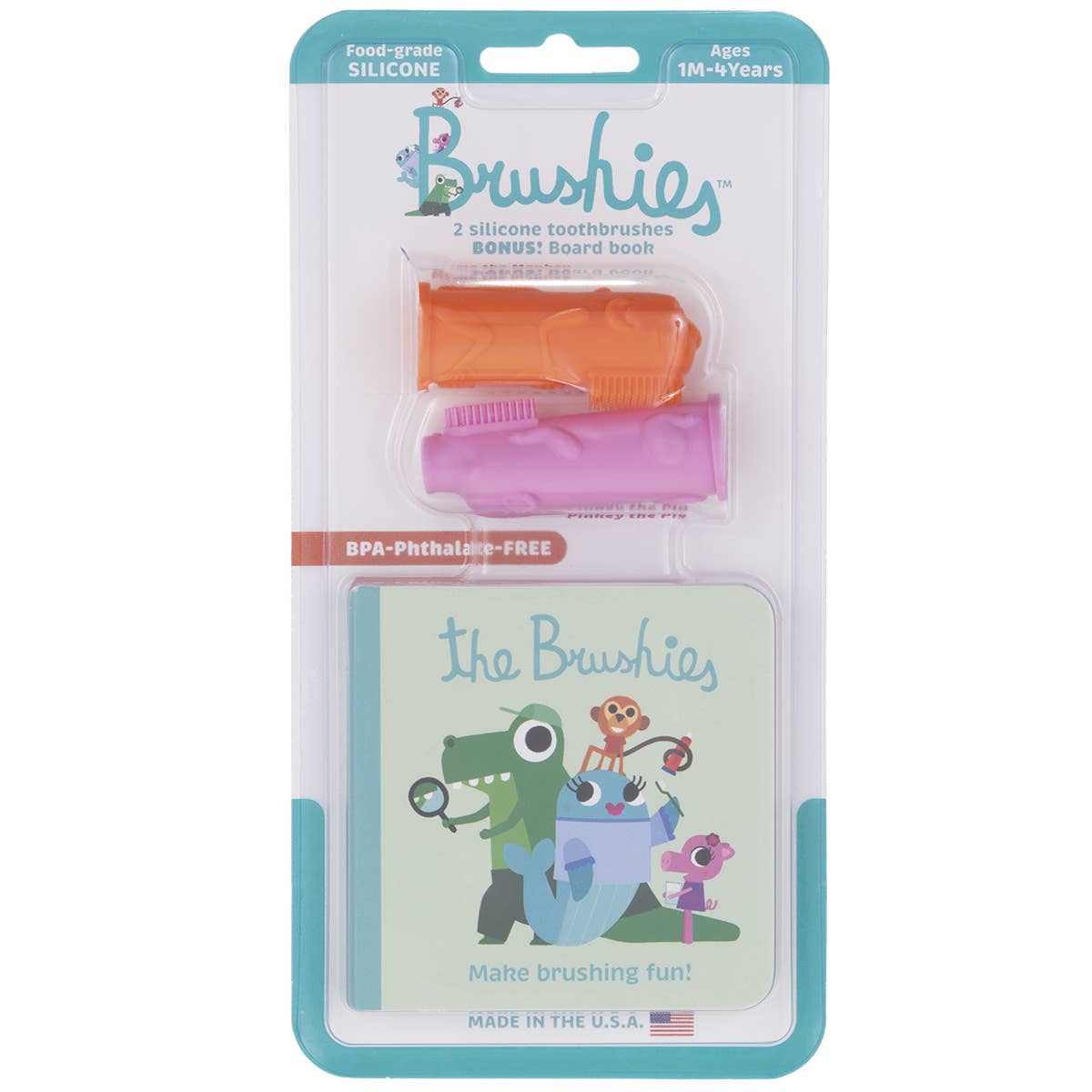 Brushies 2 Pack and Mini Book -Momo and Pinkey by The Brushies Bath + Potty The Brushies
