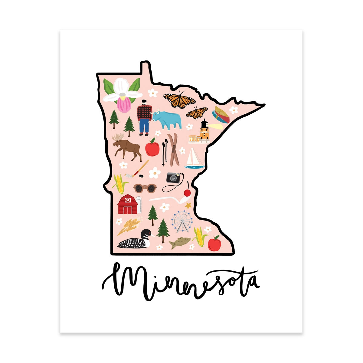 Minnesota State Art Print by Bloomwolf Studio Decor Bloomwolf Studio