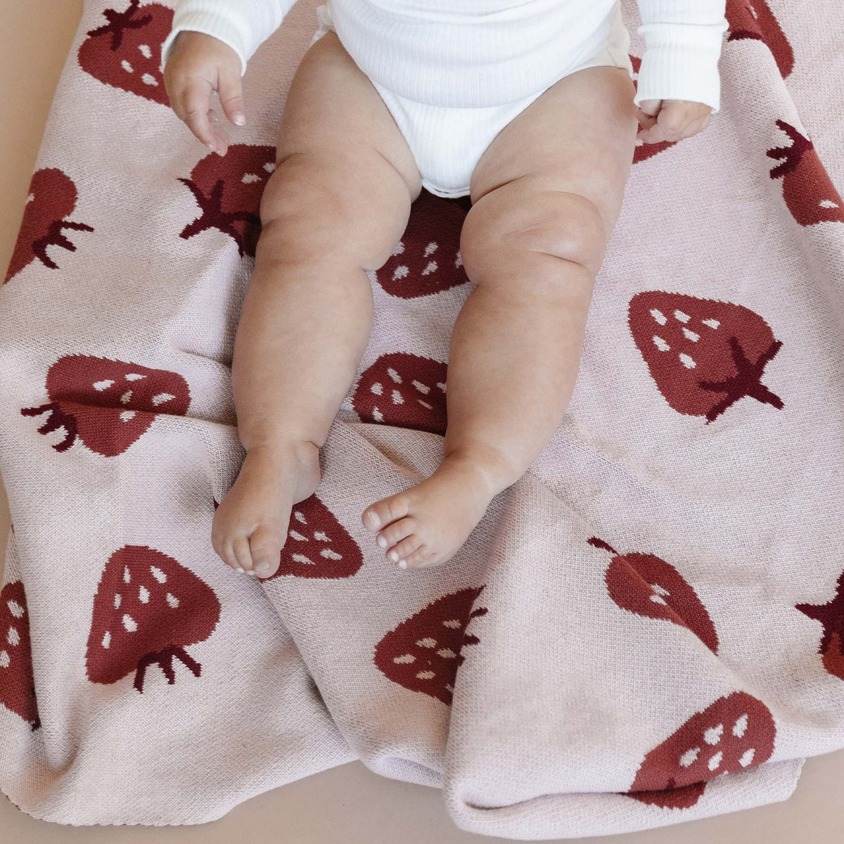Organic Knit Cotton Blanket - Strawberry by The Blueberry Hill Bedding The Blueberry Hill