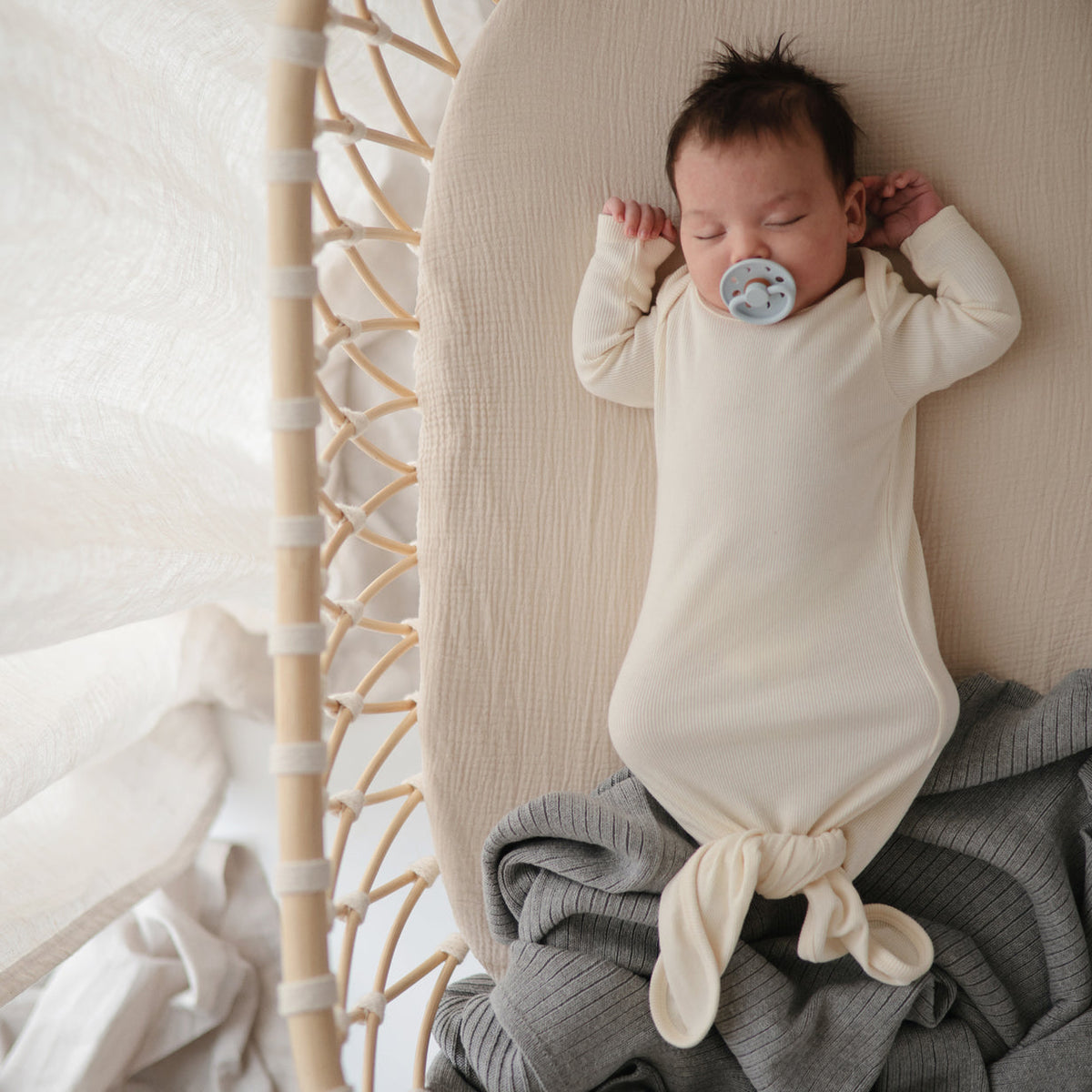 Extra Soft Muslin Crib Sheet - Fog by Mushie & Co Bedding Mushie & Co
