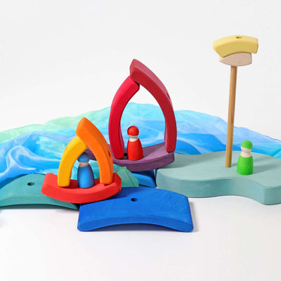 Wooden Boat Stacking Tower by Grimm's Toys Grimm's   