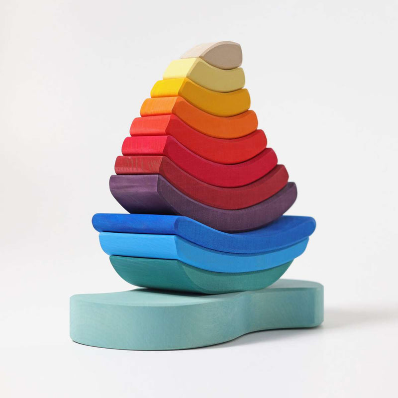Wooden Boat Stacking Tower by Grimm&