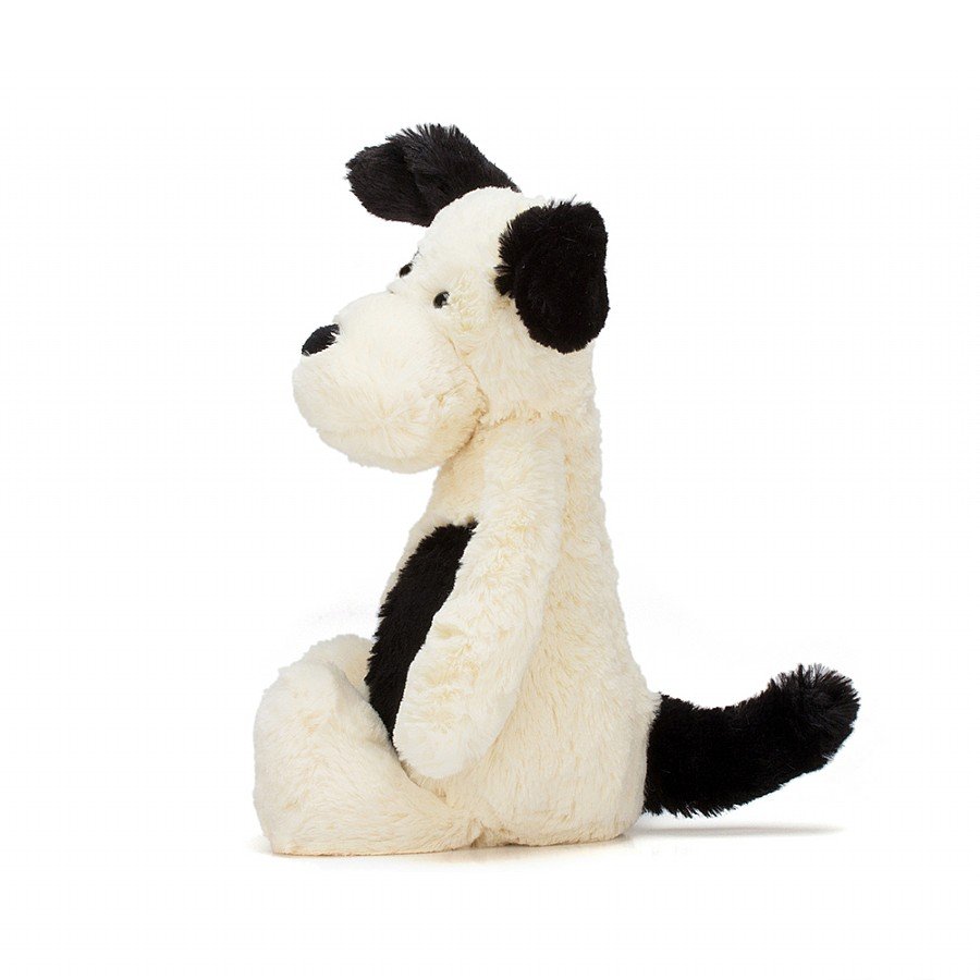 Bashful Black + Cream Puppy - Medium 12 Inch by Jellycat Toys Jellycat