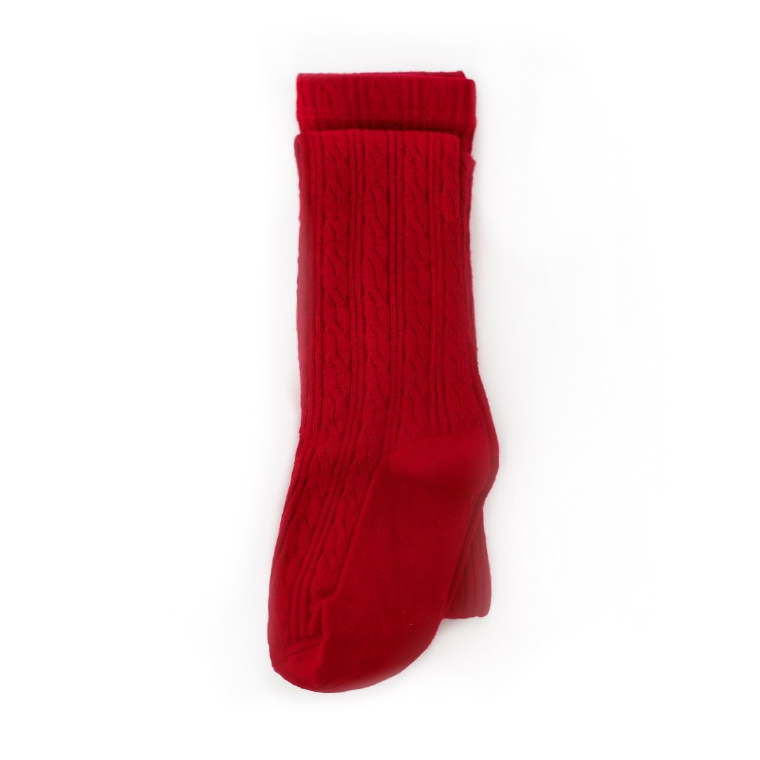 Cable Knit Tights - True Red by Little Stocking Co. Accessories Little Stocking Co.