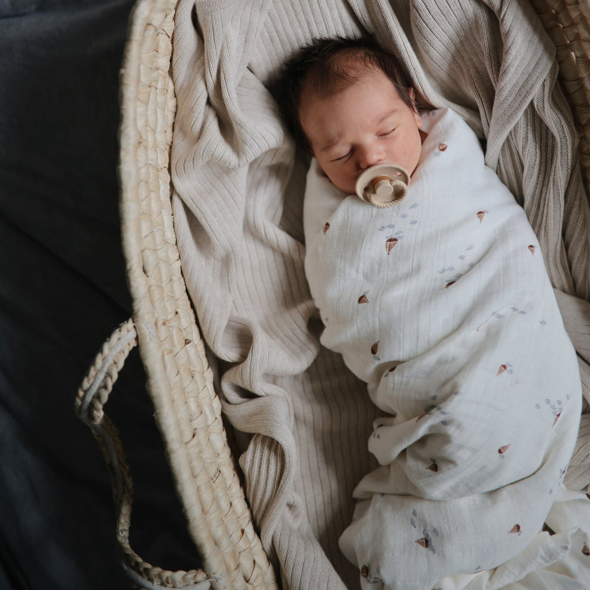 Organic Muslin Swaddle - Boats by Mushie Bedding Mushie & Co